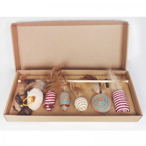 Pet farúdat toll vicces macska kibír kombinációja macska játék set box héttagú egér szizál labda vicces macska ereklyét